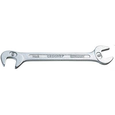 A silver combination spanner by 'Gedore', manufactured in Germany, with size markings on each end.