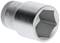 A silver socket insert, hexagonal, marked with 'CR-V' and 'Made in Germany'. Used for tightening nuts and bolts.