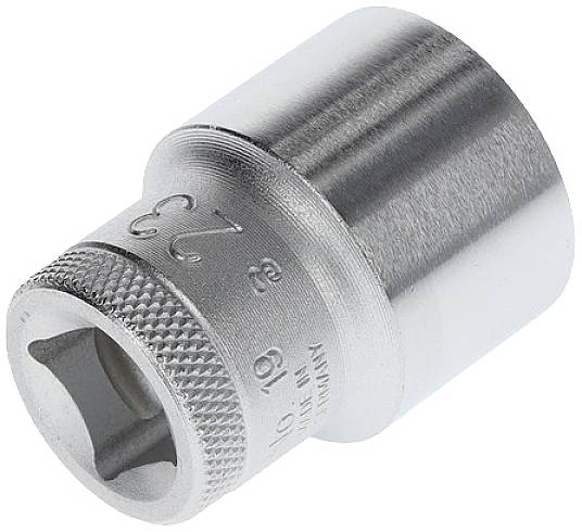A silver socket wrench insert sized '23' for tools, commonly used in mechanical applications.