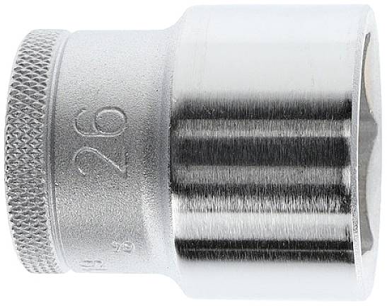 Metal socket wrench with an embossed number '26', suitable for screws or nuts of this size.