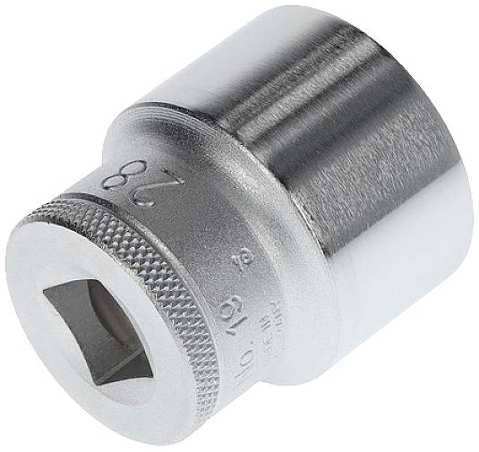 Metal nut with hexagonal internal profile, size 28, for tightening or loosening screws and bolts with a suitable spanner.