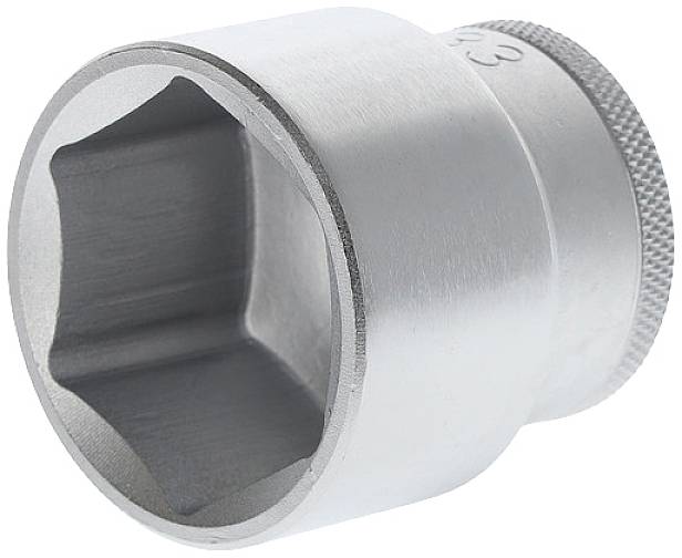 Metal hexagonal socket nut, used for tightening or loosening nuts and bolts.