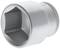 Metal hexagonal socket nut, used for tightening or loosening nuts and bolts.