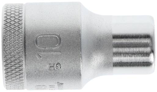 Metal socket insert with '10' engraving, non-slip knurling, and a polished silver finish.