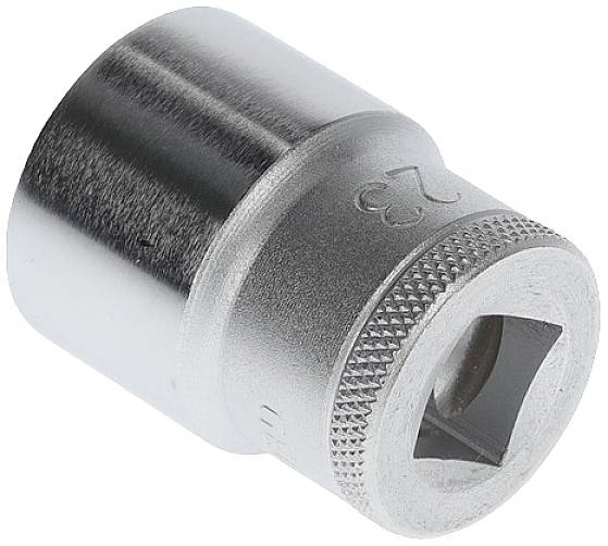 Metal socket nut with knurled edge, suitable for a socket wrench. Marked with the size '13'.