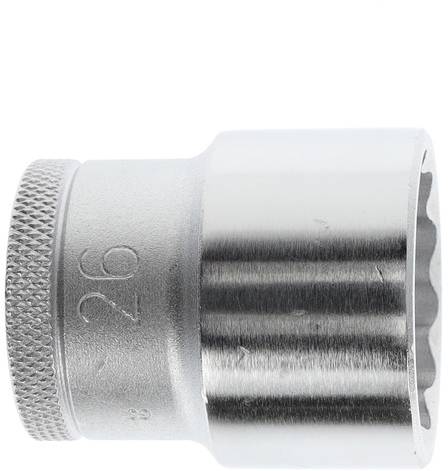'Metal spanner socket with knurled edge, numbered 26.'