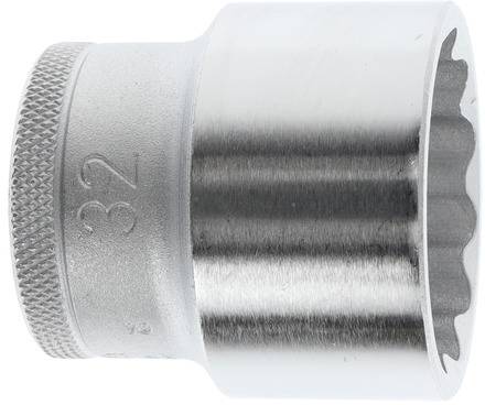 Metal socket with size '32' on the side, used for screw-related work.