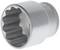Metal socket with a cylindrical shape and grooved internal profile, primarily used for securing screws.