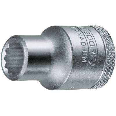 Metallic socket with a knurled edge for better grip, inscribed with 'GEDORE VANADIUM', for use with spanners.