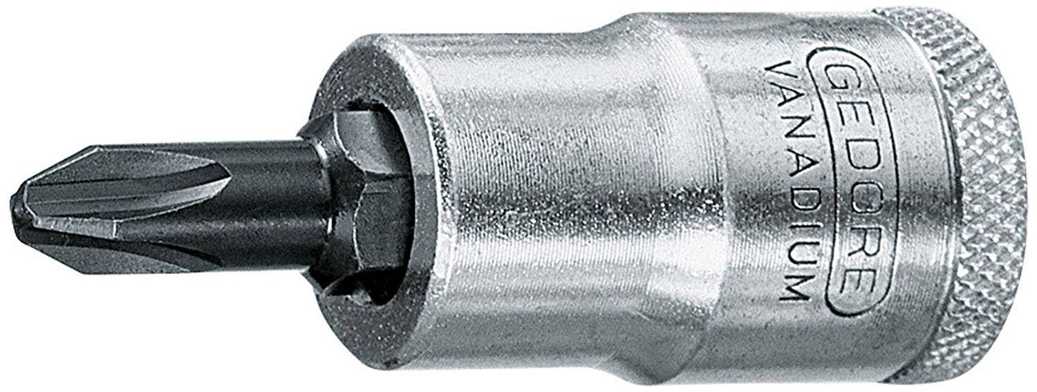 Metal cross-head screwdriver bit with 'GEDORE VANADIUM' inscription, used for screwing.