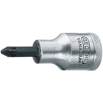 A screwdriver bit with a hexagonal shank and cross-head tip, manufactured by GEDORE. Ideal for precise screwing.