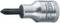 Screwdriver bit made from chrome vanadium steel with a cross-head profile, robustly designed for use with ratchet tools.