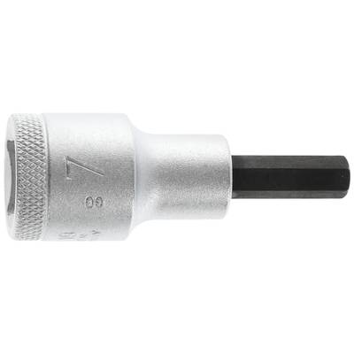 A silver socket key insert with a black bit, typically used for manual work or repairs.