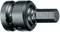 A black hexagonal bit with a round shaft and notch for securing in a tool.