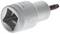 A silver metal T60 Torx bit attachment with a knurled external surface, suitable for use with socket wrenches.