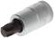 A Torx bit attachment with a silver metal body and brown tip, numbered '55', shows the front view of a fastening tool.