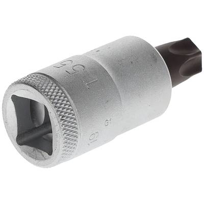 Metal Torx screwdriver bit, side view, showing the hexagonal profile and T25 engraving.