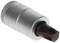 A Torx T55 metal bit attachment used for tightening or loosening six-pointed screws.