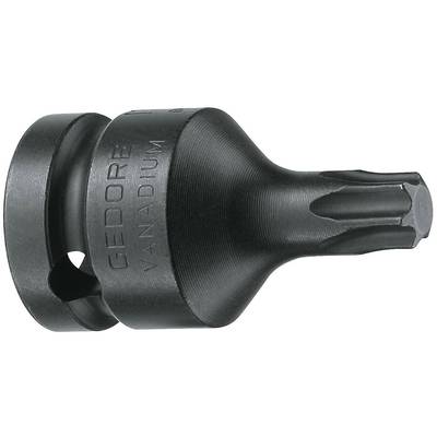 Black Torx bit attachment made of vanadium steel with 'GEDORE' inscription. Suitable for tightening or loosening screws.