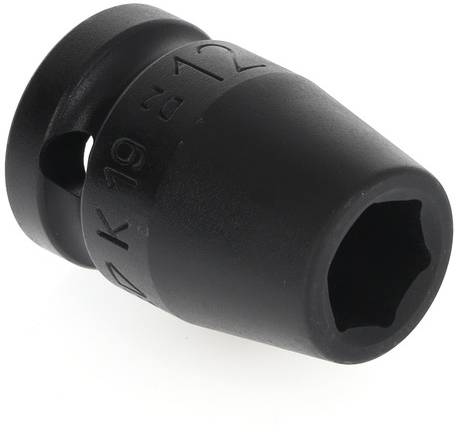 A black socket adapter, conically shaped, with a hexagonal opening at one end, suitable for machine screw work.