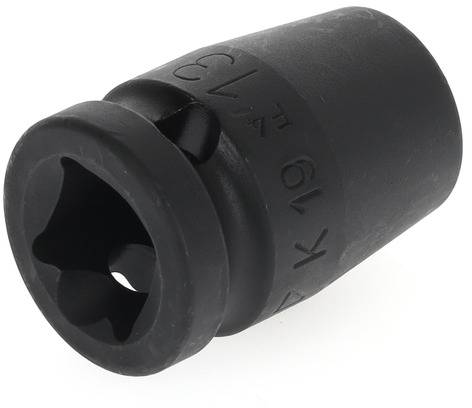 A black hexalobular socket bit with star profile, size marking '19'. Used for specialised screw connections.