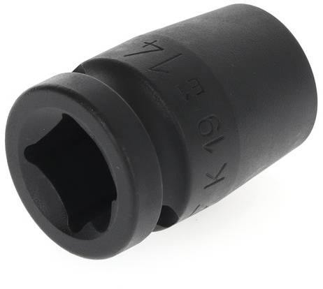Black hexagonal socket nut with the marking 'W 19'.