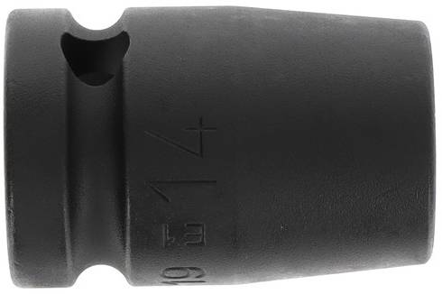 Black cylinder with a smooth surface and an engraved size marking of '19'. Form and structure appear robust and functional.