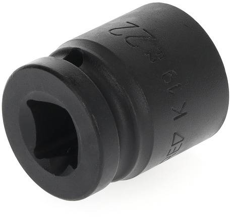 A black socket adaptor with a square opening and the inscription '22', used for securing screw connections.