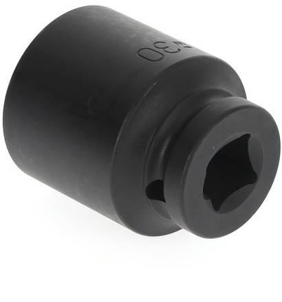 Black shiny metal hexagonal socket attachment, suitable for heavy-duty applications such as working with screws.