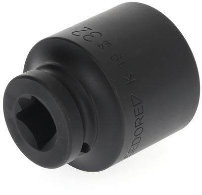 Black matte metal cylindrical pin nut with engraved number '32' and arrow for directional indication.