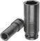 Two metal socket nuts, lying and standing, for use with an impact driver, with hexagonal opening.