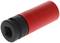 A red plastic socket adapter, black on top, for use with a torque wrench.