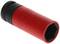 Red socket wrench nut with protective black cover, tool for screw-related work.