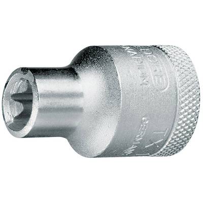 'Silver Torx bit attachment, shiny, cylindrical, with a knurled grip and engraved labelling for improved grip.'