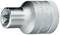 'Silver Torx bit attachment, shiny, cylindrical, with a knurled grip and engraved labelling for improved grip.'