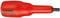 An orange screwdriver handle with the inscription 'GEDORE VDE IN 19', manufactured in Germany, shows a hexagonal end.
