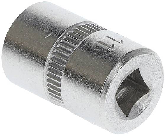 Close-up of a hexagonal metal socket with a knurled edge for secure grip.