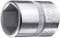 Metal hexagonal socket with embossed logo and 'GERMANY' inscription. Shiny surface, suitable for tool applications.