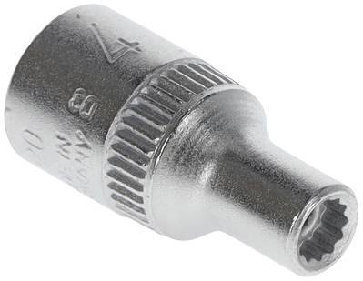 Metal multi-point socket spanner, suitable for screw work, with a knurled grip and embossed number for size indication.