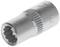 A silver socket extension with a round shape and a knurled end, suitable for craft or mechanical work.