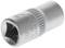 Metal socket with hexagonal opening, suitable for use with a socket wrench or ratchet.