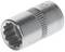 Socket spanner with a 12-point drive, size 10 mm, made of metal. Used for loosening or securing screws and nuts.