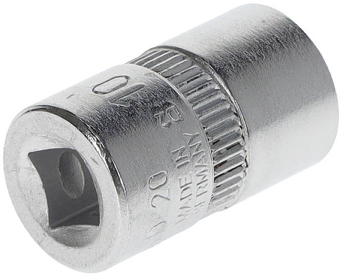 A silver multi-tooth nut, 10 mm, with a ridged grip for improved hold. Manufactured from robust metal.