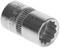 Socket drive in silver colour, size 10 mm, with knurled end for improved grip.