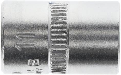 Metallic socket with the number '11' embossed, cylindrical shape, ribbed centre for improved grip.