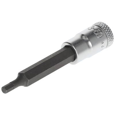 Hexagonal bit with silver metal handle, suitable for screwdrivers.