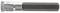 A hexagonal metal drill bit with a silver shaft and a ribbed surface for improved grip.