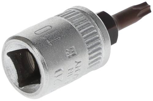 A silver socket key set attachment with a dark brown tip. Suitable for specific screw-related tasks.