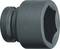 Socket wrench, black, with embossed brand name, is used in mechanics for loosening and fastening nuts and bolts.