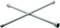 A silver wheel cross spanner in the shape of an X, most commonly used for loosening or tightening wheel nuts on vehicles.